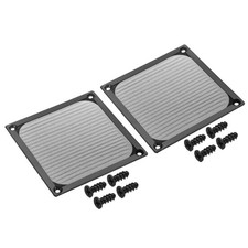 2Pcs 120mm Fan Filter Grills w Screw Aluminum Frame Stainless Steel Mesh Black picture