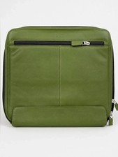 Levenger Fine Leather Green Laptop Portfolio Case Zip Around Sleeve Organizer picture