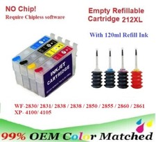 212 212XL  Refillable Ink Cartridge No Chip for WF-2830 WF-2850 XP-4100 XP-4105 picture