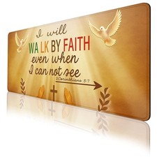 Christian Desk Mat Jesus Cross Faith Quote Walk by Faith XL Mouse Pad Large M... picture