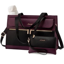 Laptop Bag for Women 15.6 Inch Tote Work Professional Leather Computer Briefc... picture