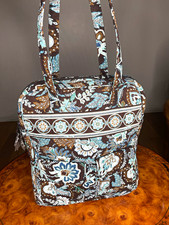 Vera Bradley Floral Brown/Blue/White Baby Diaper Bag Zipper Closure Pockets picture