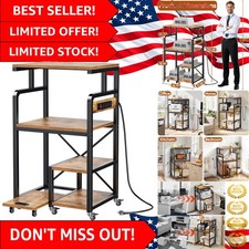 Versatile 4-Tier Printer Cart with Power Outlets - Adjustable & Mobile Design picture