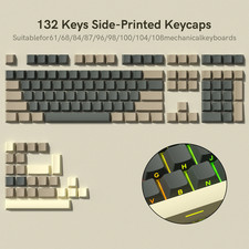 138 Keys Retro Brown Gray PBT Keycap Double Shot Cherry Profile Key Caps  picture