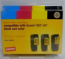 Staples (596572) #SIC-60BC3 2 Black/1 Color Inkjet For Canon BCI-24 Printer, NEW picture