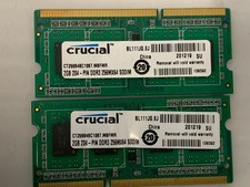 Crucial 4GB 2x2GB DDR3 1066MHz PC3-8500 Laptop RAM CT25664BC1067 204-Pin SODIMM picture