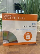 NEW Memorex 5PK Secure DVD-R Password Protected Encryption 16x 4.6GB picture