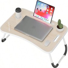 Sleek Portable Laptop Bed Tray Ergonomic Foldable Lap Desk with Tablet Slot Blac picture