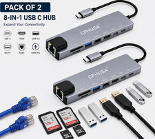 Pack of 2 8-in-1 USB-C Docking Station, Type-C Hub w/4K HDMI, Gigabit LAN picture
