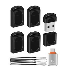5-Packs 4GB FAT32 Small Flash Drive USB2.0 with USB-C Adapter(Black) picture