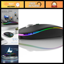 Wireless Bluetooth Mouse, LED Silent Rechargeable Ergonomic Design - Matte Black picture