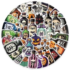 50pcs Retro Halloween Potion Stickers,Skull Pumpkin 2-2.5 inch, Potion50 picture