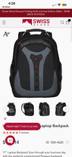 Wenger Pegasus 17 in Laptop Backpack Padded Nylon Black/Gray/Red SWI-4620 picture