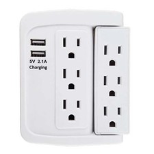 SF Cable 6-Outlet Swivel Wall Tap Adapter Surge Protector and 2 USB picture