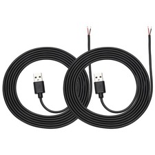 2Pcs 2m/6.56Ft USB Pigtail Cable, 5V 2.4A USB A to 2 Pin Bare Wires, Black picture