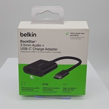 Authentic Belkin Rockstar 3.5MM Audio + USB-C Charge Adapter - Black picture