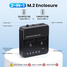 2 in 1 M.2 NVME SSD Enclosure,USB 3.2 Gen 2X2 20Gbps Dual Bay M.2 NVME Dock picture