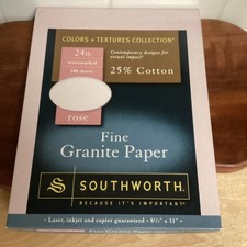 Southworth Fine Granite Paper Rose 24lb 25% Cotton 100 Sheets 8.5x11 P954CK NEW picture