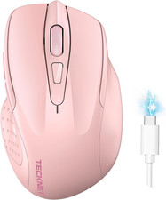 Wireless Mouse Pink Rechargeable Bluetooth 5.0 Silent 6 Dpi Compatible 2.4g picture
