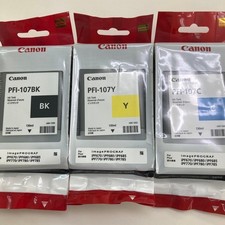 Canon PFI-107 Ink Set 3pcs BK/Y/C New Unused Expired Gift 🎁 Fast Shipping picture