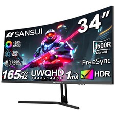 SANSUI 34-Inch Curved Gaming Monitor UWQHD 3440 x 1440 165Hz Curved 1500R - P... picture