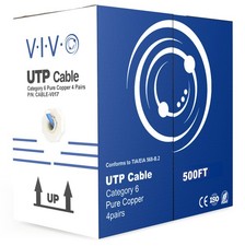 VIVO Blue 500ft Bulk Cat6 Full Copper Indoor LAN Ethernet Cable | UTP Pull Box picture