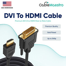 DVI-D To HDMI Male To Male Cable Gold 24+1 HDTV PC Display Monitor Wire 1.5-25FT picture