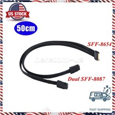 PCIE Slimline SAS Slim SFF-8654 8i 74pin to Dual SFF-8087 Mini SAS Cable 50cm picture