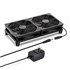 ELUTENG Dual DC 120mm Case Fan with Power Adapter, Powerful 12V Ventilator Fan picture