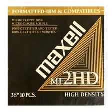 Maxell MF2HD High Density Floppy Disks 10 Pack Factory Sealed NEW OLD STOCK picture