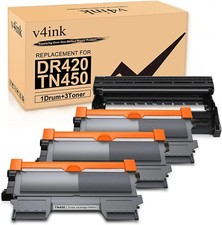 V4ink 3PK TN450+ 1PK DR420 Toner Drum Black For Brother HL-2240 2270DW 2280DW picture