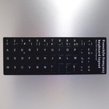 French Keyboard Stickers — WHITE on BLACK — Laptop FR picture