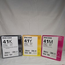 LOT OF 3 RICOH 41K 41Y 41M PRINT CARTRIDGE MAGENTA, BLACK, YELLOW - NEW OPEN BOX picture