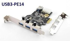 USB 3.0 PCI-Express 3+1 Port Card with 4-Pin Molex Power + Low Profile Bracket picture