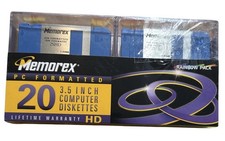 20 New Memorex PC Formatted 3.5 inch Computer Diskettes Rainbow Pack picture