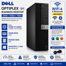 Dell OptiPlex SFF Desktop PC Intel i5 8500 16GB RAM 500GB HDD Win 11 Pro WIFI BT picture