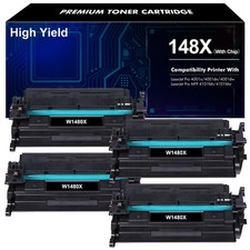 1-4 High Yield Black Toner (WITH CHIP) For HP 148X W1480X LaserJet Pro 4001 4101 picture