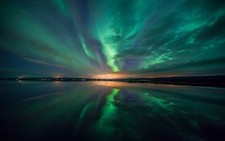 Landscape nature aurorae reflection starred sky night Custom Gaming Mat Desk picture
