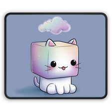 Kawaii Rainbow Cube Cat Gaming Mouse Pad | Cute Pastel Cloud picture