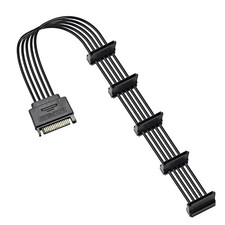 15Pin SATA Male to 5 x 15 Pin SATA Female Hard Drive Power Right Angle Splitt... picture