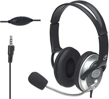 Wired Headset with Microphone, 8 ft Braided Cable, Volume Control, 3.5mm Jack picture