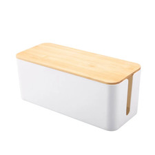 Cable Storage Box Power Strip Case Wooden Power Line Wire Management Organizer A picture