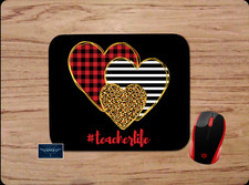 TEACHER LIFE HEARTS CUSTOM NON-SLIP NEOPRENE MOUSE PAD MAT HOME SCHOOL OFFICE picture