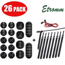 26-Pack Cable Clips Self-Adhesive Cord Management Wire Tie Holder Organizer US picture