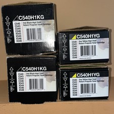 Lexmark Toner Cartridges  (2)C540H1YG Yellow, (2)C540H1KG Black. New Sealed picture