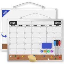 Dry Erase Board 16x12 Inch Double Sided Whiteboard Corkboard Wall Mounted HLF-ho picture