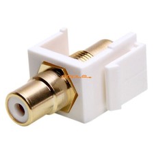 RCA Keystone Jack Modular Insert Female to Female Coupler White w/ White Center picture