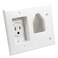 5 Pack of Recessed Low Voltage Cable Plate with Recessed Power, White picture