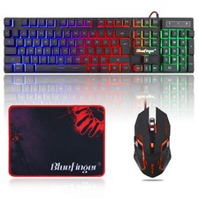 BlueFinger RGB Gaming Keyboard and Backlit Mouse Combo USB Wired LED Gaming S... picture