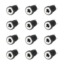 12pcs DC3513 Power Jack, 30V 0.5A 10x10x18mm 2 Pin with Nut Washer, Black picture